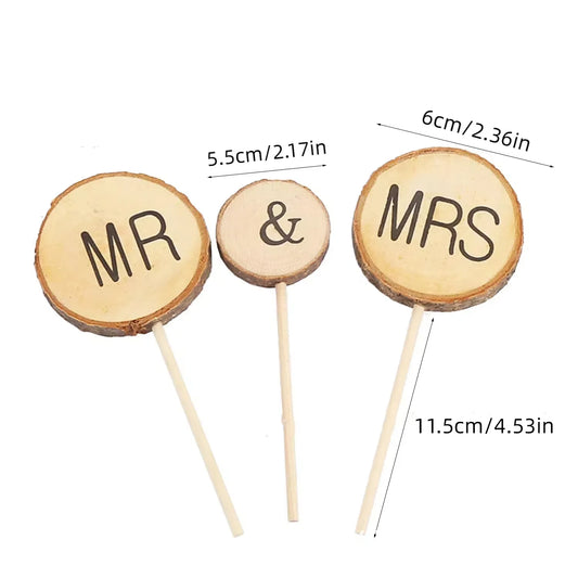 3 Pcs Premium Wedding Cake Toppers, Mr and Mrs Cake Topper, Rustic Wedding Decoration, Wedding Cake Topper for Wedding