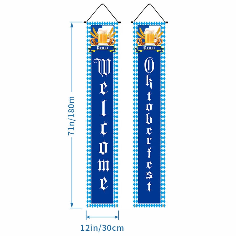 Beer Flag The Munich Oktoberfest Event Party Decorations Door Hanging Banner 1 Pair Tapestry Polyester Printed for Home Outdoor