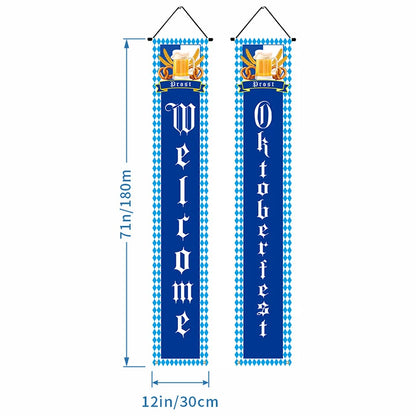 Beer Flag The Munich Oktoberfest Event Party Decorations Door Hanging Banner 1 Pair Tapestry Polyester Printed for Home Outdoor