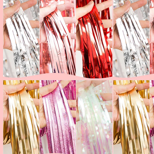 Valentine's Day Backdrop Curtains Glitter Gold Tinsel Fringe Foil Curtain Birthday Wedding Decoration Adult Anniversary Decor