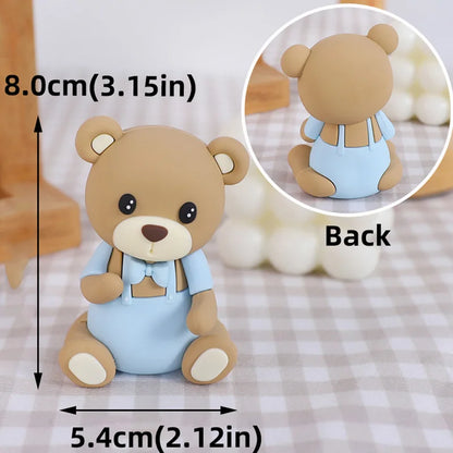 Bear Cake Toppers for Boy or Girl Baby Shower Children's Birthday Party Decoration Hot Air Balloon Cake Topper Pink Blue Green