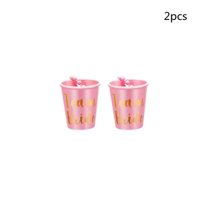 1Set Team Bride To Be Cup Plastic Shot Glasses Necklace Bachelorette Party Supplies Wedding Bridal Shower Hen Night Decorations