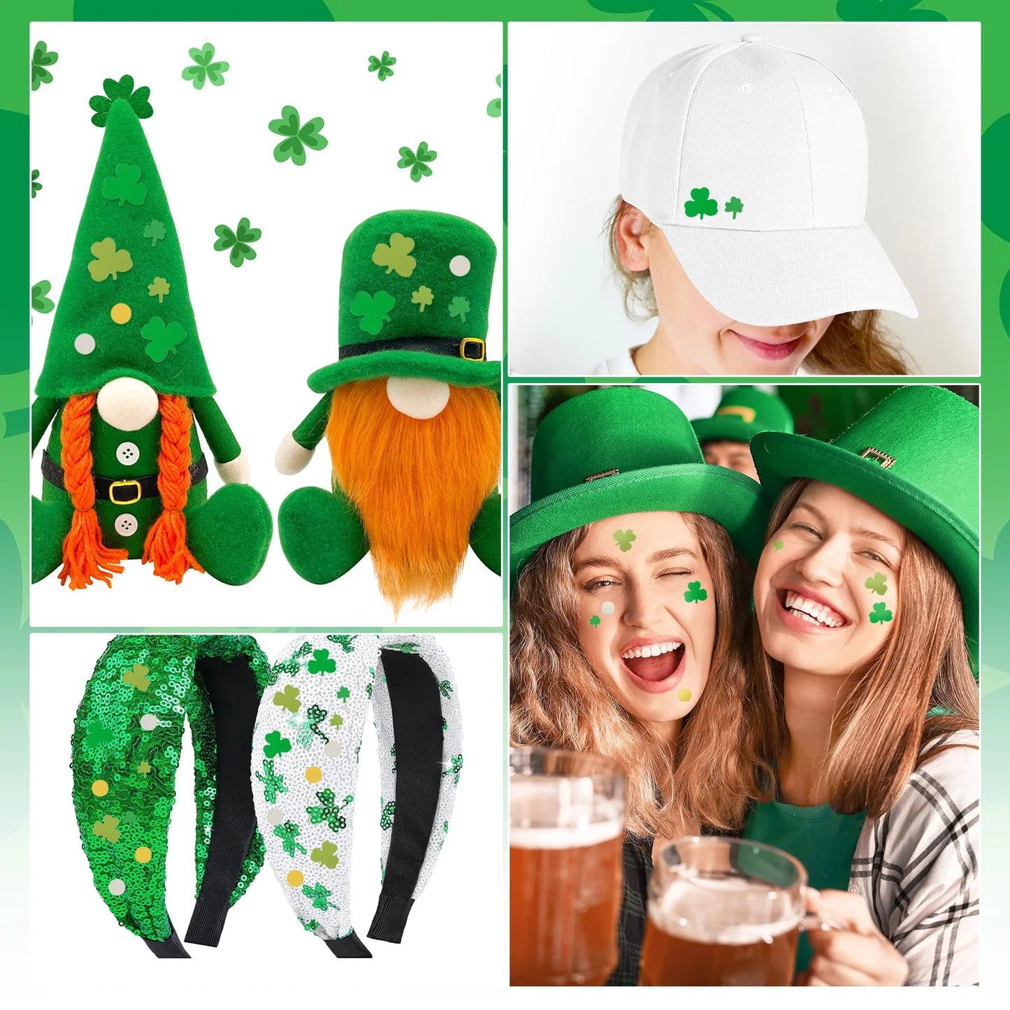 15g/30g St Patricks Day Table Decoration Sequins PVC Green Shamrock Confetti for Irish Festival Holiday Party Home Decoration
