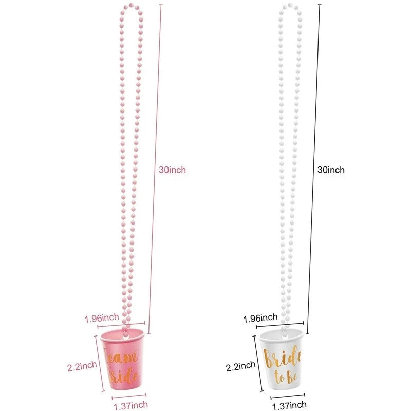 1Set Team Bride To Be Cup Plastic Shot Glasses Necklace Bachelorette Party Supplies Wedding Bridal Shower Hen Night Decorations