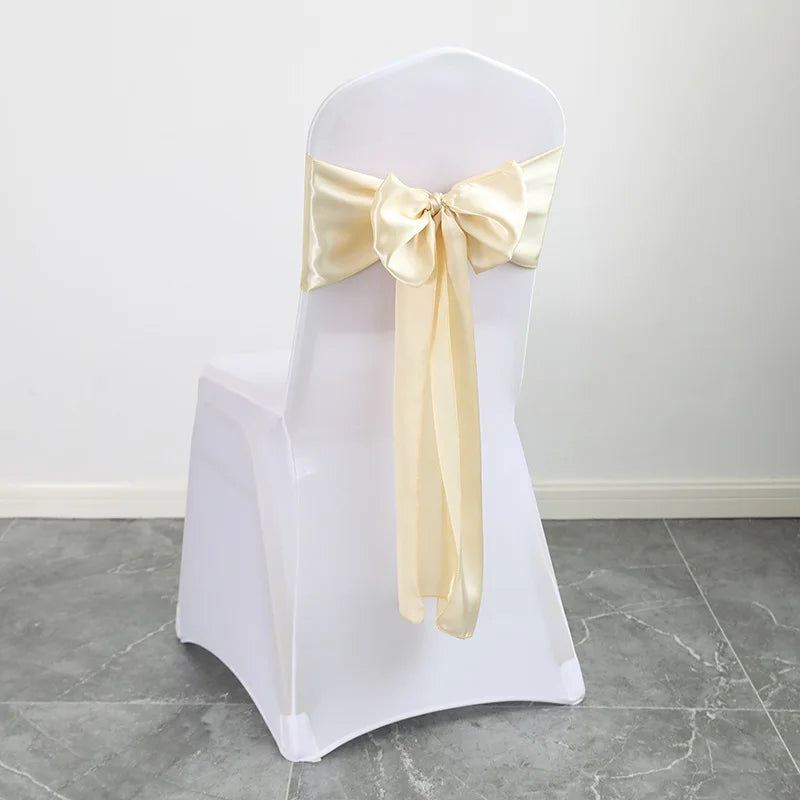 Wedding Decoration Chair Satin Sash Bow Tie Self TIe For BIrthday Party Festival Hotel Holiday Shiny Look Luxury Dining Room