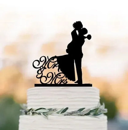 MR MRS Cake Topper Acrylic Black Wedding Cake Topper Decorations Mariage Baking Tools Party Supplies