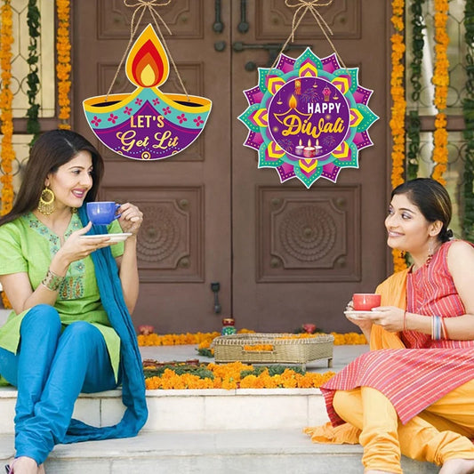 30PCS Diwali Festival Ornament Door Hanger Farmhouse Style Diwali Festival Front Door Sign Diwali Festival Decor Easy Install