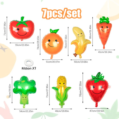 1/7pcs Strawberry Broccoli Corn Banana Tomato Orange Carrot Balloons Suitable for Birthday, Baptism, Summer Party, Fruit Theme