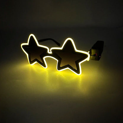 Wireless EL Glowing Party Glasses LED Light Up Five Stars Glasses Birthday Wedding Halloween Supplies Night Club Disco Props