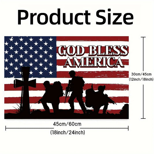 God Bless America Yard Sign with Stake - Patriotic Outdoor Lawn & Garden Decor, Plastic, for Independence Day & More