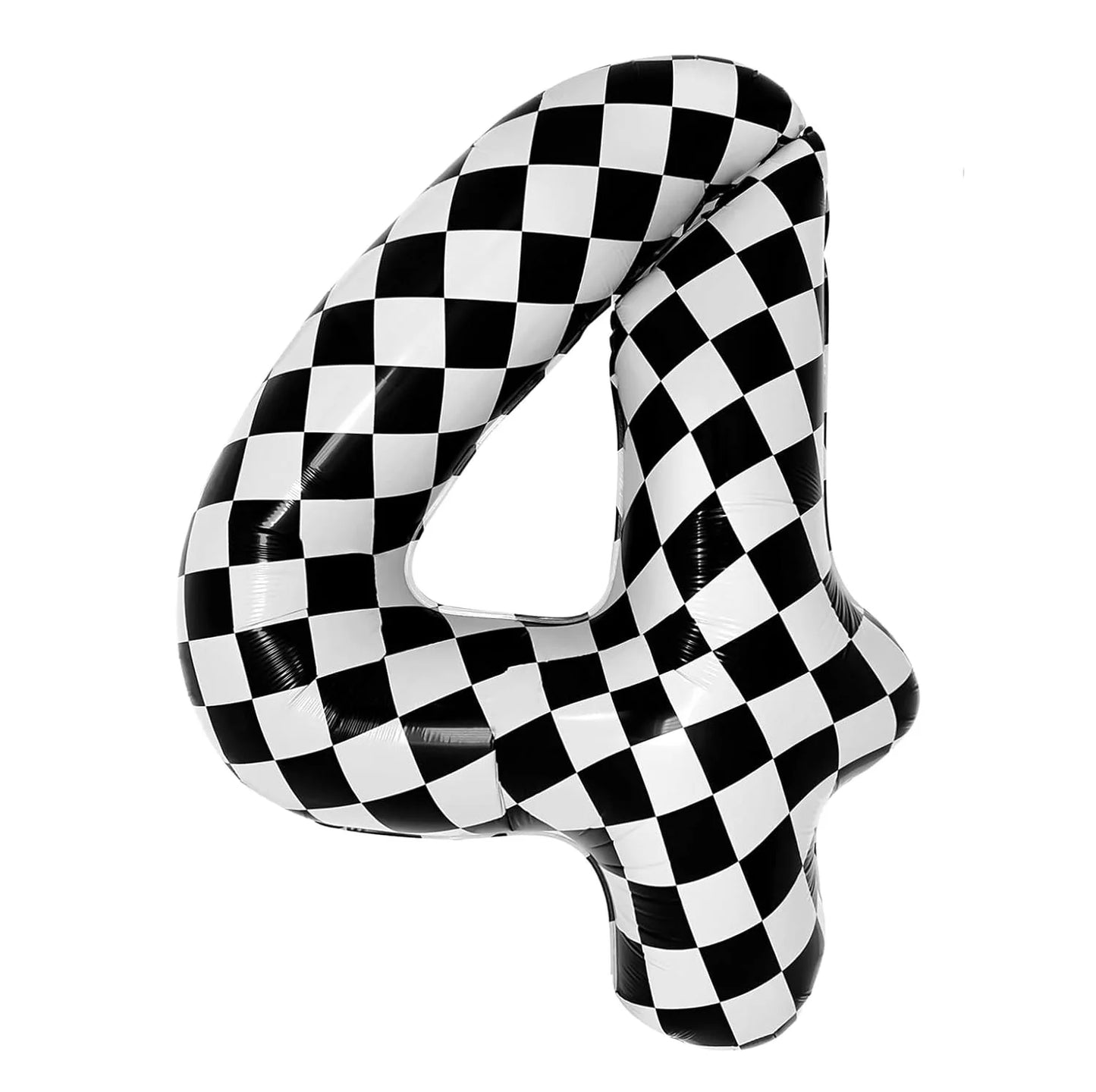 40Inch Checkered 1 2 3 4 5 6 Large Black White Number Balloon Motorcycle Racing Two Fast Race Car Birthday Party Supplies