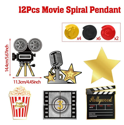 Movie Night Party Decoration Movie Party Disposable Plates Napkins Cups Tablecloth Happy Movie Night Theme Birthday Party Decor