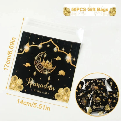 Eid Mubarak Gift Bags Plastic Candy Cookie Bag Ramadan Kareem Decoration 2025 Islamic Muslim Party Supplies Eid Gifts