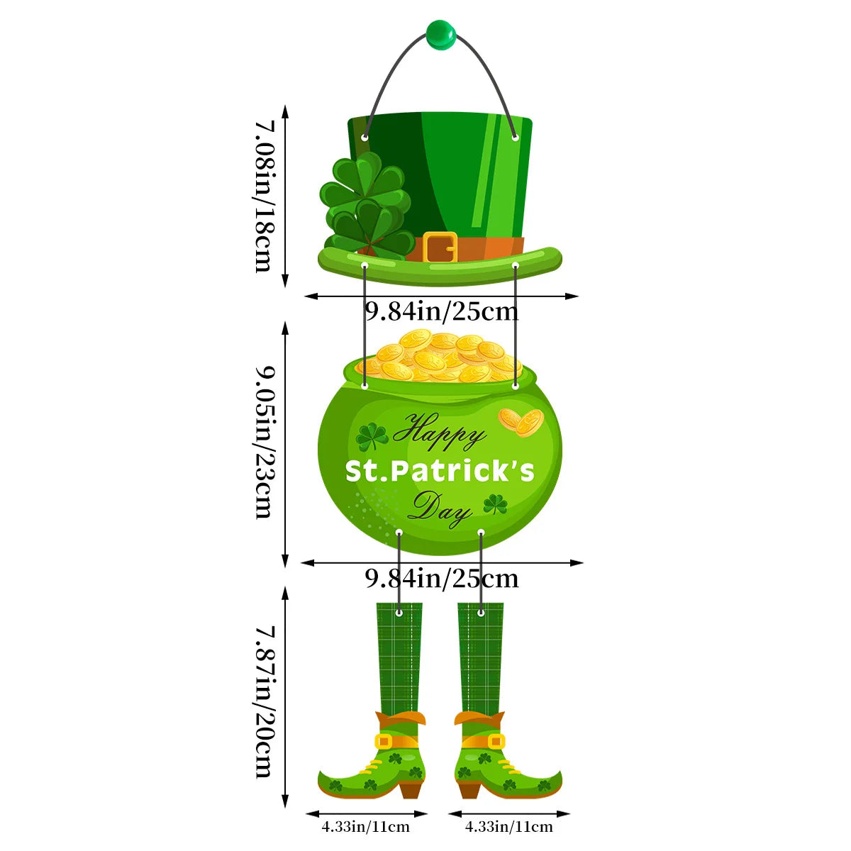 1Pcs Green Cover Door Hanger St. Patrick's Day Party Party Pendants Hanging Oranments for Home Irish Saint Patrick Party Decor