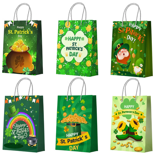 St Patrick's Day Gift Bags, 24 Pcs St Patrick's Day Paper Gift Bag Set - St Patricks Day Party Bags, St Patricks Day Treat Bags