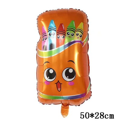 Crayon Box Pencil Foil Balloons School Bag Graduation Helium Balloon Learning Birthday Party Decor Start Back School Globos
