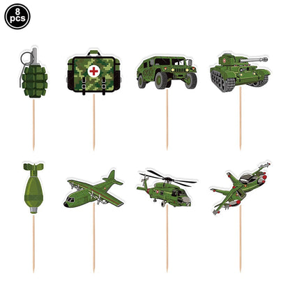 Camouflage Birthday Party Tank Cake Topper Happy Birthday Sign Cake Decor Soldier Camouflage Army Military Birthday Party Decors