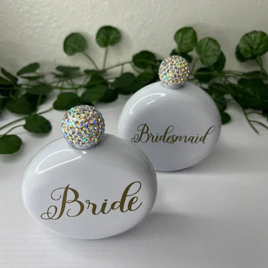 Bride Bridesmaid maid of honor Flask wedding engagement bridal shower Bachelorette hen Party girls night weekend Proposal Gift