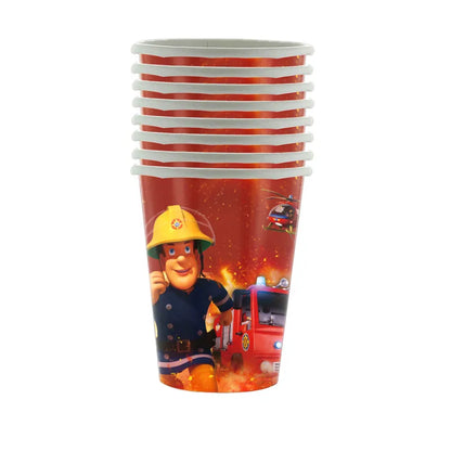 Firefighter Sam Party Supplies Plates Napkins Cups Tablecloth Banner Fire Truck Party Decorations Kids Boys Decor Supplies