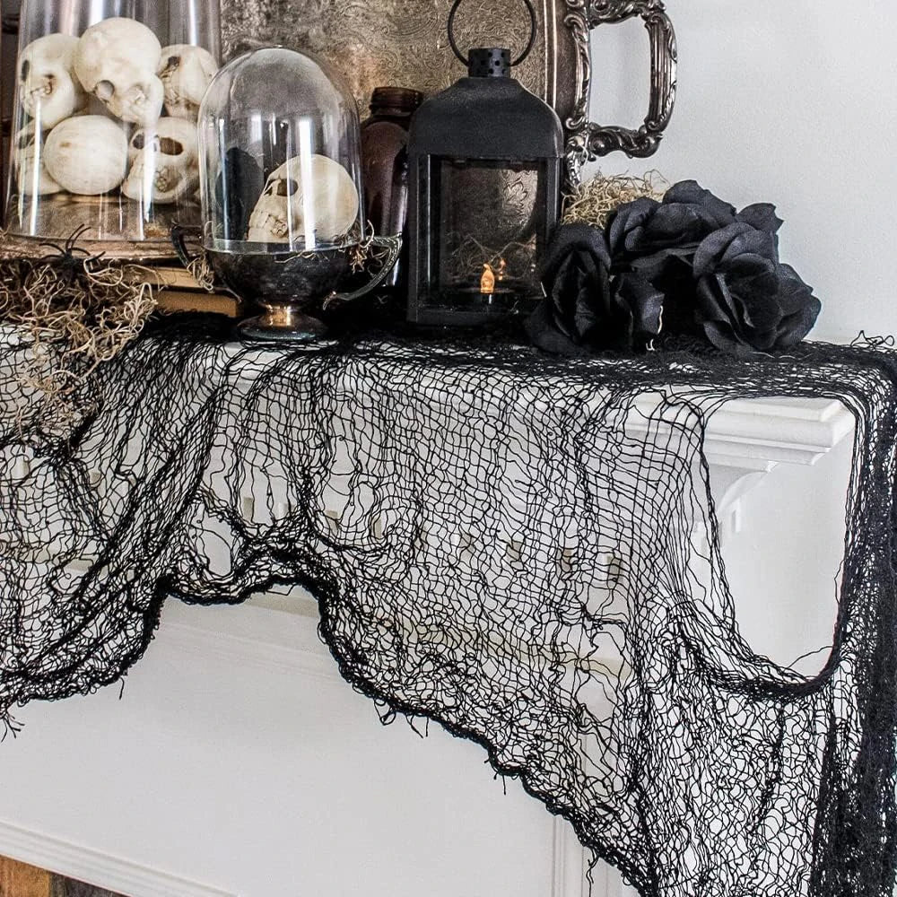Creepy Cloth Spooky Halloween Decoration White Black Gauze Window Door Cover Scary Party Horror House Props Hallow Home Supplies