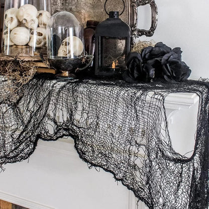 Creepy Cloth Spooky Halloween Decoration White Black Gauze Window Door Cover Scary Party Horror House Props Hallow Home Supplies