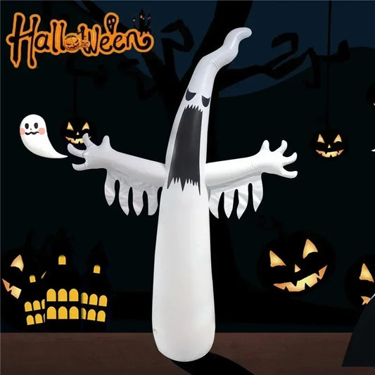2.4M Giant Halloween Inflatable Toy Horror Ghost with LED Lights Indoor Outdoor Halloween Party Inflated Model Garden Decoration