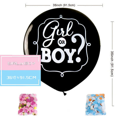 Boy or Girl Gender Reveal Party Decoration 36'' Giant Black Latex Balloon Blue Pink Confetti Baby Shower Globos Supplies