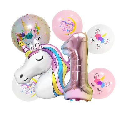 Unicorn Party Balloons Number Foil Balloons 1 2 3 4 Years Unicorn Birthday Party Decoration Rainbow Unicorn Balloons Baby Shower