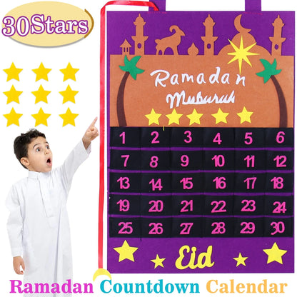 Ramadan Countdown Felt Calendar Eid Mubarak Decorations For Home Islamic Muslim Party Decor Ramadan Kareem Eid Al Adha Kid Gifts