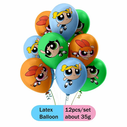 The Powerpuff Girls Gender Reveal Party Supplies Boy or Girl Disposable Napkins Cups Tablecloth Banner Latex Balloon Decorations