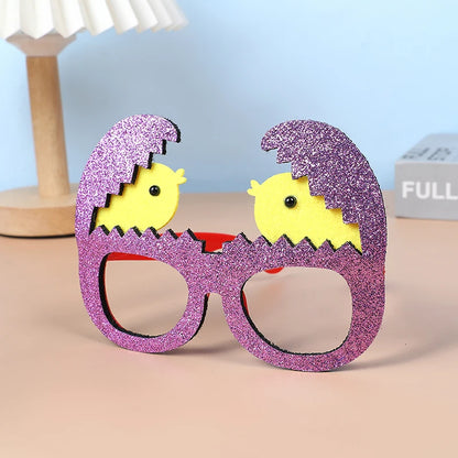 Kids Easter Party Bunny Egg Glasses Frame Photo Booth Props 2025 Happy Easter Party Decoration Kids Birthday Favors Supplies