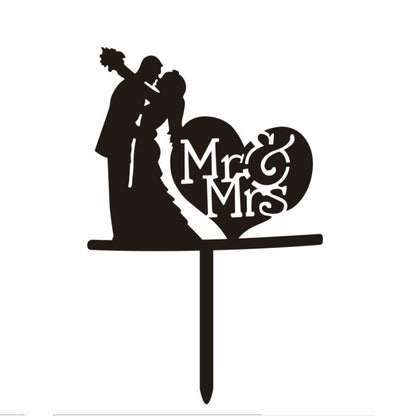 MR MRS Cake Topper Acrylic Black Wedding Cake Topper Decorations Mariage Baking Tools Party Supplies