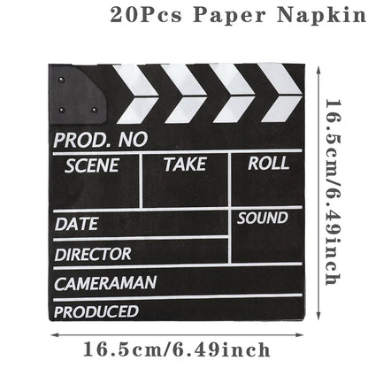 Movie Night Party Decoration Movie Party Disposable Plates Napkins Cups Tablecloth Happy Movie Night Theme Birthday Party Decor