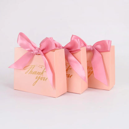 5/10pcs Thank You Candy Box With Ribbon Small Gift Packing Bag For Christmas Wedding Baby Shower Birthday Party gift for guests