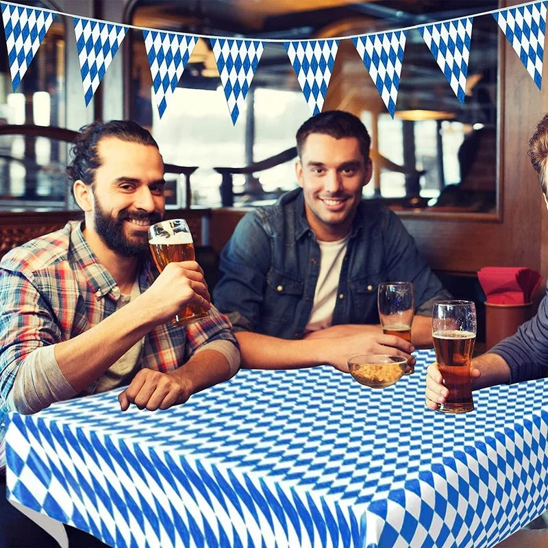 Oktoberfest Table Cloth Pennant Decorations Diamond Table Cover Banners Bavarian Beer Festival Indoor Outdoor Party Decorations