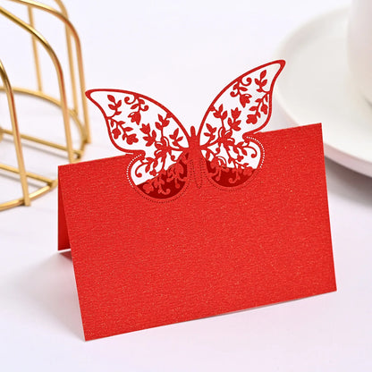 20/50pcs Laser Hollow Butterfly Wedding Place Card Banquet Party Birthday Seat Card Name Sign-in Table Card Flower Greeting Card