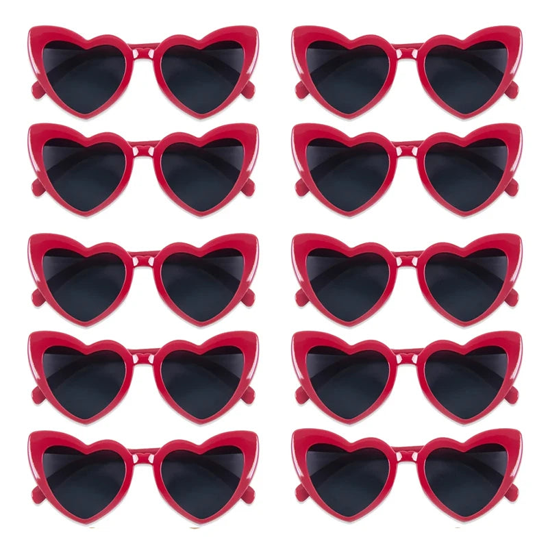 10pcs Bachelorette Party Sunglasses Black White Pink Square Heart Shape Glasses Bride and Groom Photo Glasses Bridal Shower Deco