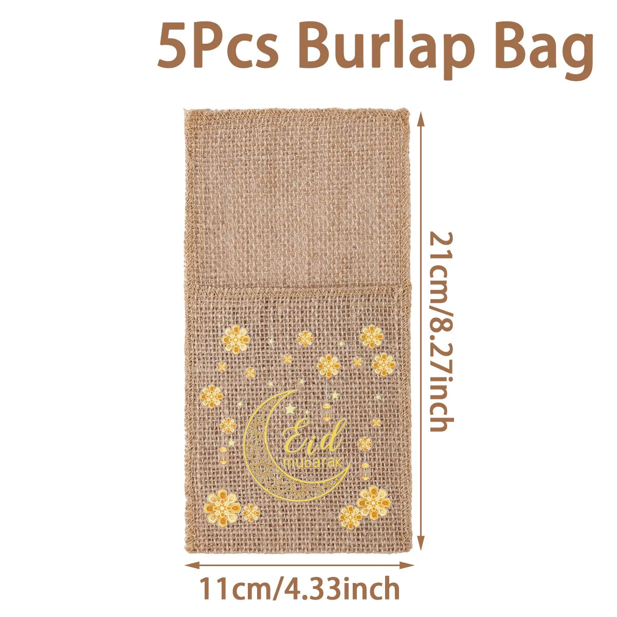 Eid Mubarak Burlap Cutlery Pouch Ramadan Decor for Home 2025 Table Decor Ramadan Kareem Islamic Muslim Party Eid Al-Fitr Gifts