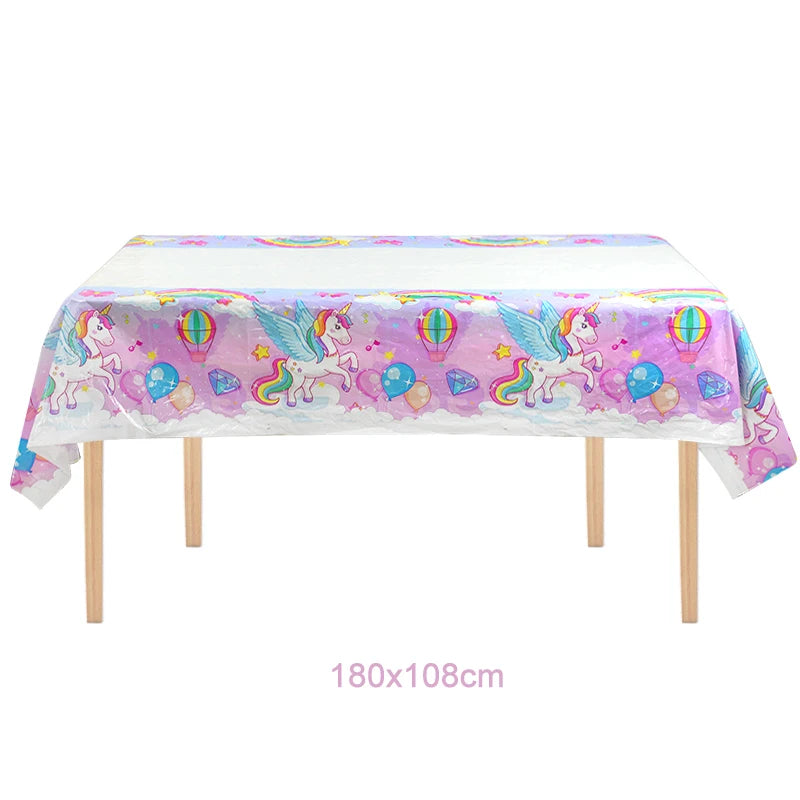 Rainbow Unicorn Party Balloons Disposable Tableware Gift Bags For Kids Girl Unicorn Birthday Party Decoration Favors Supplies