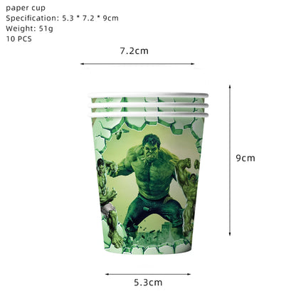Super Hero Hulk Birthday Party Decoration Balloons Kids Disposable Tableware Cup Plate Backdrop Cake Topper Baby Shower Supplies