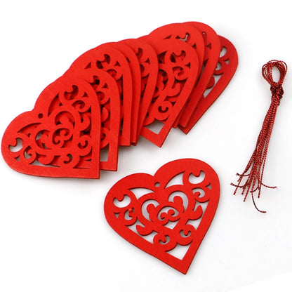 30Pcs Engraved Love Heart shaped pendant Hollow Shape DIY Crafts for Wedding Party Valentines Day Decoration Ornaments