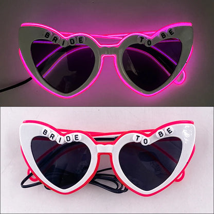 Heart Shaped LED Neon Glasses Luminous Bride To Be Glasses Bachelorette Party Bride Sunglasses gift Wedding Supplies