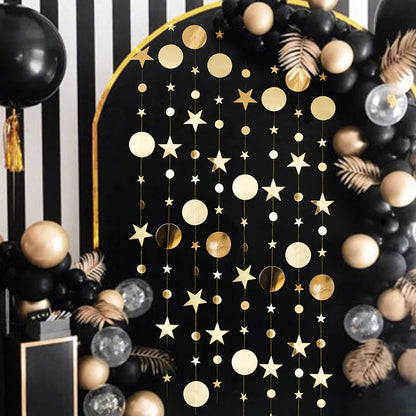 4M Glitter Champagne Gold Paper Banner Garland Happy Birthday Decoration for Adult Kids Boy Girl Baby Shower Wedding Party Decor