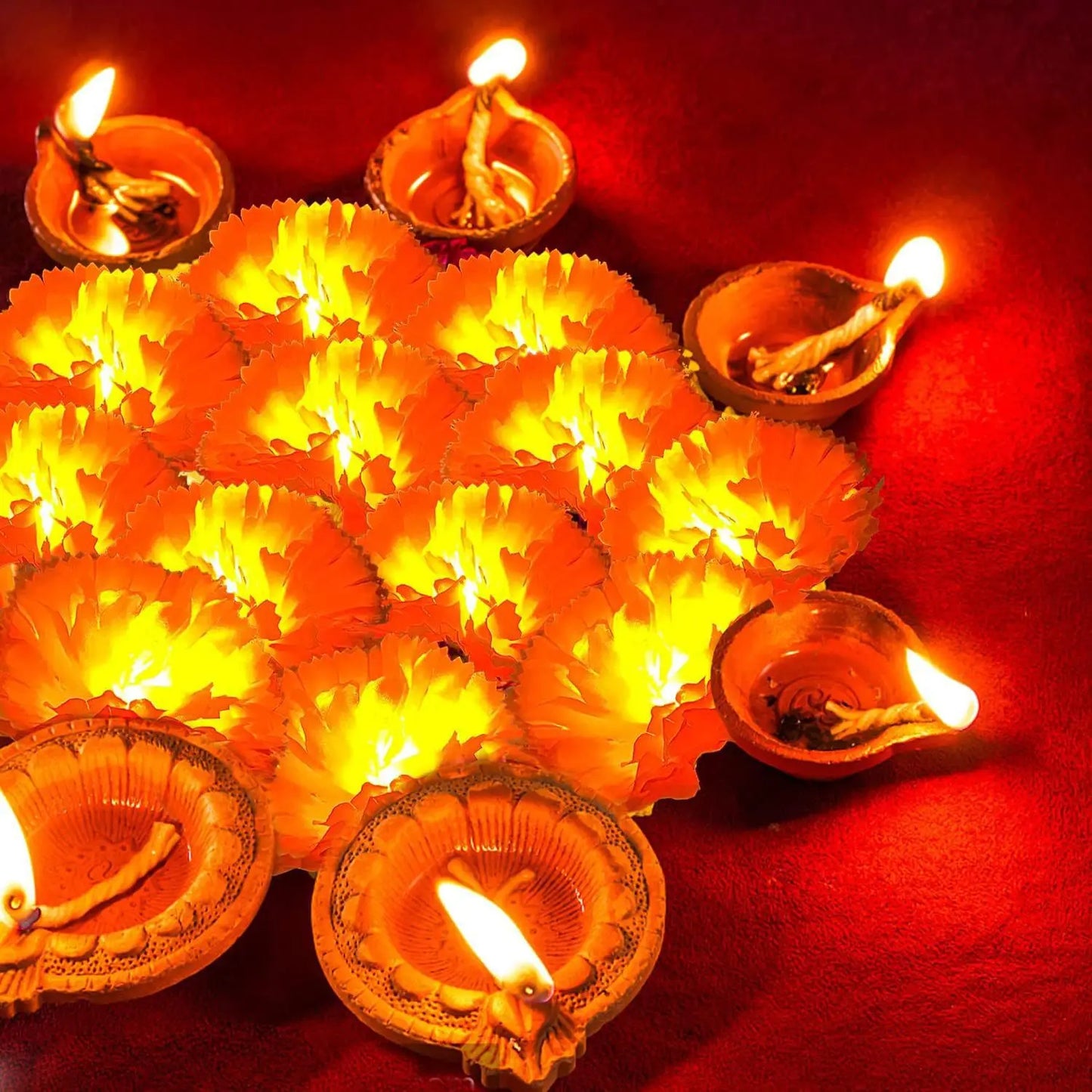 Marigold Garland for Decoration Lighted Day of The Dead Dia De Los Muertos Indian Diwali Altar Halloween Home Party Decor