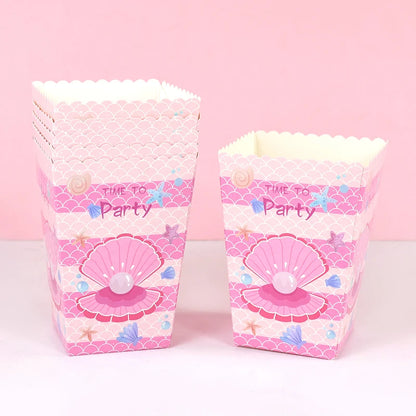 6pcs Gender Reveal Boy or Girl Popcorn Box Team Boy Girl Candy Treat Box Baby Shower Birthday Party Decor Packaging Supplies