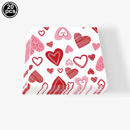 Valentine's Day Theme Disposable Tableware Pink Red Love Heart Pattern Paper Plates Cups Napkins Wedding Decoration Supplies