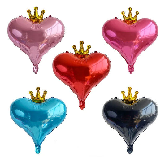 10PCS 18 Inch Pink Love Heart Crown Balloons Aluminum Foil I Love You Balloon Valentine's Day Birthday Wedding Party Decor