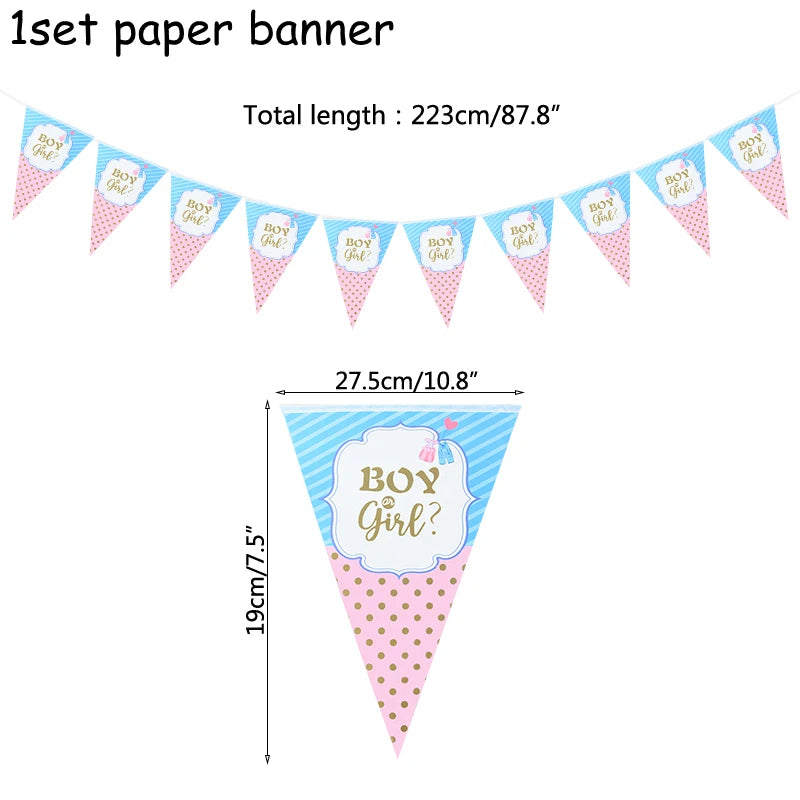 Gender Reveal Disposable Tableware Pink Blue Boy or Girl Plate Napkin Cup Tablecloth Baby Shower Party Table Decoration Supplies