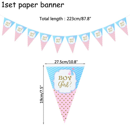 Gender Reveal Disposable Tableware Pink Blue Boy or Girl Plate Napkin Cup Tablecloth Baby Shower Party Table Decoration Supplies