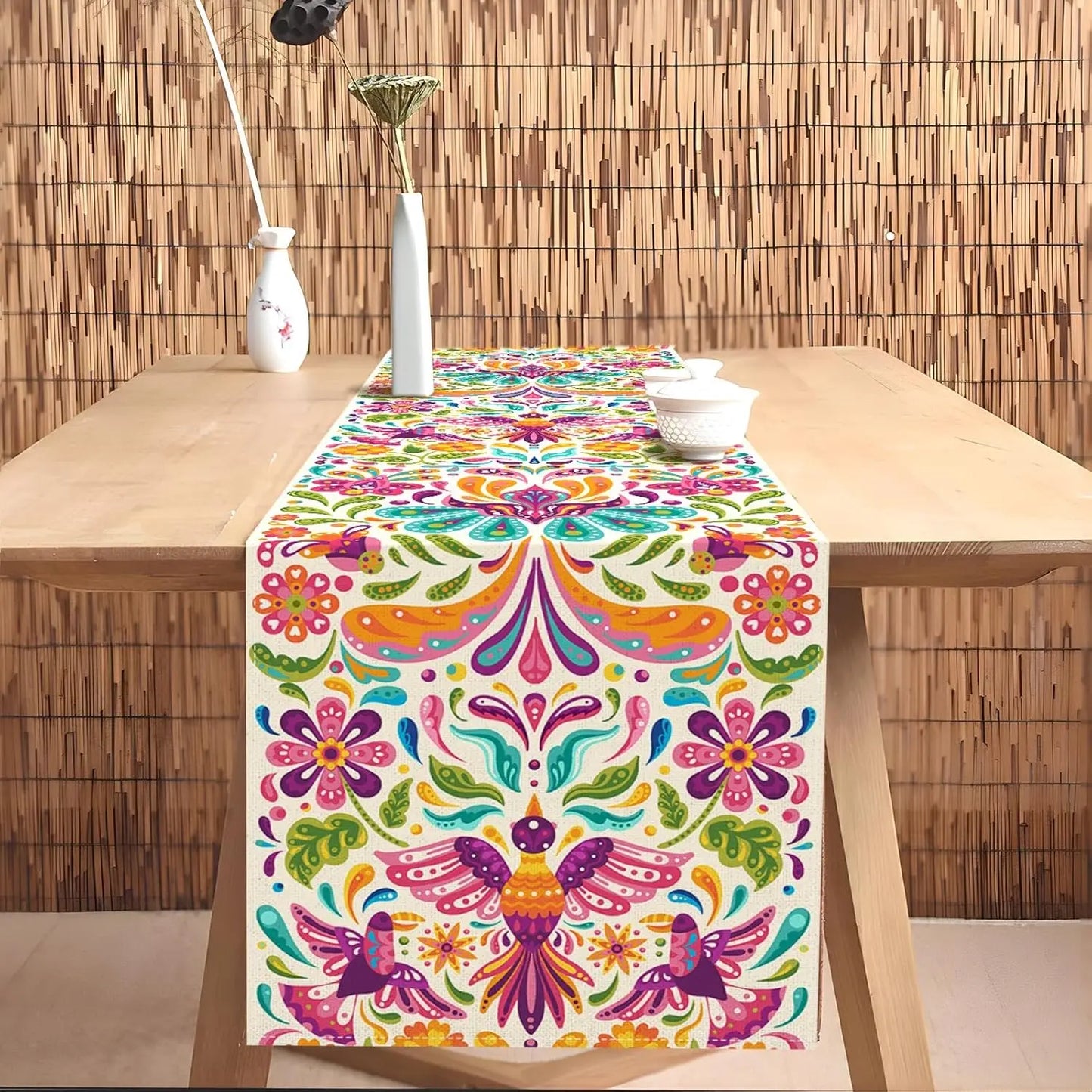 Mexican Day of The Dead  Linen Table Runners Dresser Scarf Mexico Dia De Los Muertos Table Runner for Kitchen Dining Table Decor
